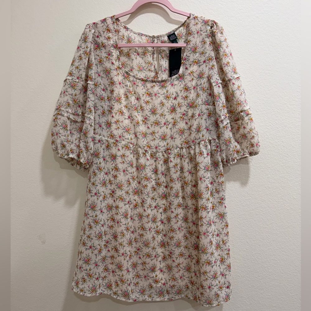 Wild Fable Floral Print Dress with Puff Sleeves